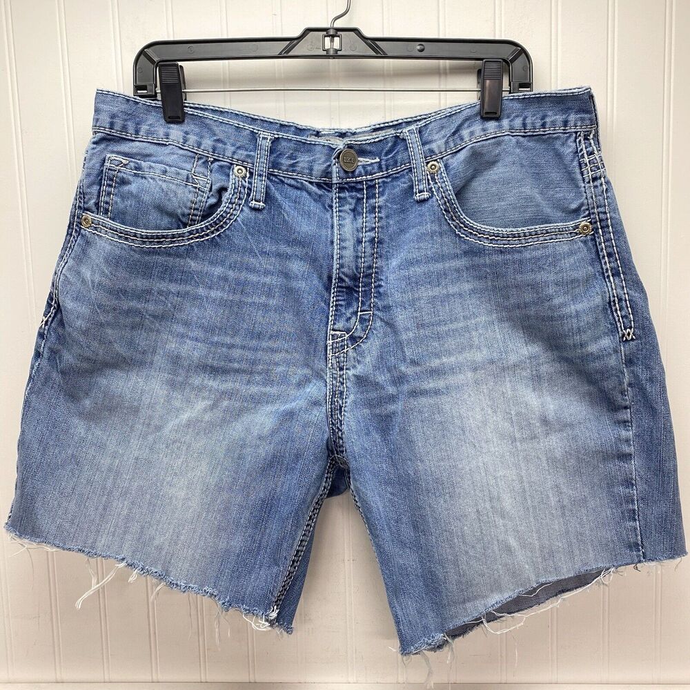 BKE Shorts Seth Cut Off Mens 36 Denim Blue Jean Short Distress Light Wash